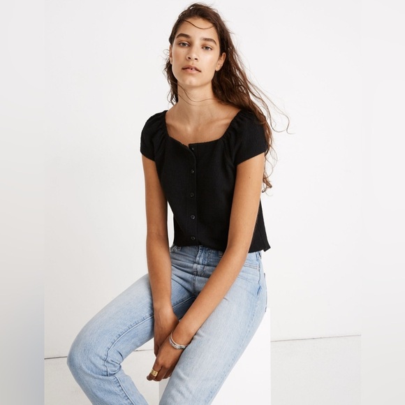 Madewell Texture & Thread Button-Front Top - Large - Picture 1 of 9